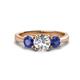 1 - Quyen IGI Certified 2.10 ctw (7.00 mm) Round Lab Grown Diamond and Iolite Three Stone Engagement Ring 