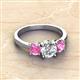 3 - Quyen IGI Certified 2.35 ctw (7.00 mm) Round Lab Grown Diamond and Pink Sapphire Three Stone Engagement Ring 