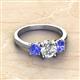 3 - Quyen IGI Certified 2.24 ctw (7.00 mm) Round Lab Grown Diamond and Tanzanite Three Stone Engagement Ring 