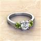 3 - Quyen IGI Certified 2.30 ctw (7.00 mm) Round Lab Grown Diamond and Peridot Three Stone Engagement Ring 