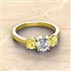 3 - Quyen IGI Certified 2.36 ctw (7.00 mm) Round Lab Grown Diamond and Yellow Sapphire Three Stone Engagement Ring 