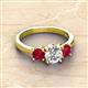 3 - Quyen IGI Certified 2.40 ctw (7.00 mm) Round Lab Grown Diamond and Ruby Three Stone Engagement Ring 