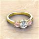 3 - Quyen IGI Certified 2.26 ctw (7.00 mm) Round Lab Grown Diamond and Morganite Three Stone Engagement Ring 