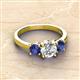 3 - Quyen IGI Certified 2.10 ctw (7.00 mm) Round Lab Grown Diamond and Iolite Three Stone Engagement Ring 