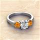 3 - Quyen IGI Certified 2.10 ctw (7.00 mm) Round Lab Grown Diamond and Citrine Three Stone Engagement Ring 