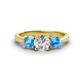 1 - Quyen GIA Certified 2.00 ctw (6.50 mm) Round Natural Diamond and Blue Topaz Three Stone Engagement Ring 