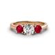 1 - Quyen GIA Certified 2.10 ctw (6.50 mm) Round Natural Diamond and Ruby Three Stone Engagement Ring 