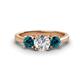 1 - Quyen GIA Certified 2.00 ctw (6.50 mm) Round Natural Diamond and Blue Diamond Three Stone Engagement Ring 