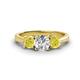 1 - Quyen GIA Certified 2.00 ctw (6.50 mm) Round Natural Diamond and Yellow Diamond Three Stone Engagement Ring 