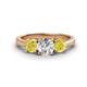 1 - Quyen GIA Certified 2.00 ctw (6.50 mm) Round Natural Diamond and Yellow Diamond Three Stone Engagement Ring 