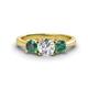 1 - Quyen GIA Certified 2.10 ctw (6.50 mm) Round Natural Diamond and Lab Created Alexandrite Three Stone Engagement Ring 