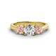1 - Quyen GIA Certified 1.96 ctw (6.50 mm) Round Natural Diamond and Morganite Three Stone Engagement Ring 