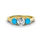 1 - Quyen GIA Certified 1.72 ctw (6.50 mm) Round Natural Diamond and Turquoise Three Stone Engagement Ring 