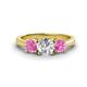 1 - Quyen IGI Certified 2.05 ctw (6.50 mm) Round Lab Grown Diamond and Pink Sapphire Three Stone Engagement Ring 