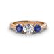 1 - Quyen IGI Certified 1.80 ctw (6.50 mm) Round Lab Grown Diamond and Iolite Three Stone Engagement Ring 