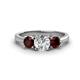 1 - Quyen IGI Certified 2.26 ctw (6.50 mm) Round Lab Grown Diamond and Red Garnet Three Stone Engagement Ring 