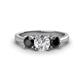 1 - Quyen IGI Certified 2.00 ctw (6.50 mm) Round Lab Grown Diamond and Black Diamond Three Stone Engagement Ring 