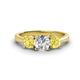 1 - Quyen IGI Certified 2.06 ctw (6.50 mm) Round Lab Grown Diamond and Yellow Sapphire Three Stone Engagement Ring 