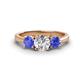 1 - Quyen IGI Certified 1.94 ctw (6.50 mm) Round Lab Grown Diamond and Tanzanite Three Stone Engagement Ring 
