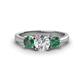 1 - Quyen IGI Certified 2.10 ctw (6.50 mm) Round Lab Grown Diamond and Lab Created Alexandrite Three Stone Engagement Ring 
