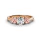 1 - Quyen IGI Certified 1.96 ctw (6.50 mm) Round Lab Grown Diamond and Morganite Three Stone Engagement Ring 