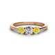 1 - Quyen 1.00 ctw (5.00 mm) Round Natural Diamond and Yellow Diamond Three Stone Engagement Ring  