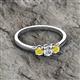 2 - Quyen 0.53 ctw (4.00 mm) Round Yellow Diamond and Lab Grown Diamond Three Stone Engagement Ring  