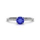 1 - Hannah 6.50 mm Classic Round Tanzanite and Diamond Engagement Ring 