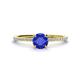 1 - Hannah 6.50 mm Classic Round Tanzanite and Diamond Engagement Ring 