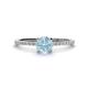 1 - Hannah 6.50 mm Classic Round Aquamarine and Diamond Engagement Ring 