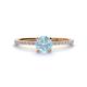 1 - Hannah 6.50 mm Classic Round Aquamarine and Diamond Engagement Ring 
