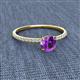 2 - Hannah 6.50 mm Classic Round Amethyst and Diamond Engagement Ring 