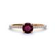 1 - Hannah 6.50 mm Classic Round Rhodolite Garnet and Diamond Engagement Ring 