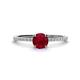 1 - Hannah 6.00 mm Classic Round Ruby and Diamond Engagement Ring 