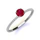 3 - Hannah 6.00 mm Classic Round Ruby and Diamond Engagement Ring 