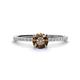 1 - Hannah 6.50 mm Classic Round Smoky Quartz and Diamond Engagement Ring 