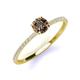 3 - Hannah 6.50 mm Classic Round Smoky Quartz and Diamond Engagement Ring 