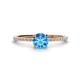 1 - Hannah 6.50 mm Classic Round Blue Topaz and Diamond Engagement Ring 