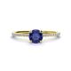1 - Hannah 6.50 mm Classic Round Iolite and Diamond Engagement Ring 