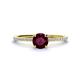 1 - Hannah 6.50 mm Classic Round Rhodolite Garnet and Diamond Engagement Ring 