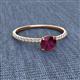2 - Hannah 6.50 mm Classic Round Rhodolite Garnet and Diamond Engagement Ring 
