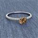 2 - Hannah 6.50 mm Classic Round Smoky Quartz and Diamond Engagement Ring 