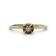 1 - Hannah 6.50 mm Classic Round Smoky Quartz and Diamond Engagement Ring 