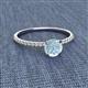 2 - Hannah 6.50 mm Classic Round Aquamarine and Diamond Engagement Ring 