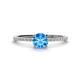 1 - Hannah 6.50 mm Classic Round Blue Topaz and Diamond Engagement Ring 