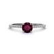 1 - Hannah 6.50 mm Classic Round Rhodolite Garnet and Diamond Engagement Ring 