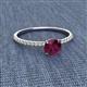 2 - Hannah 6.50 mm Classic Round Rhodolite Garnet and Diamond Engagement Ring 