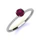 3 - Hannah 6.50 mm Classic Round Rhodolite Garnet and Diamond Engagement Ring 