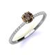 3 - Hannah 6.50 mm Classic Round Smoky Quartz and Diamond Engagement Ring 