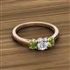 2 - Quyen 1.13 ctw (5.00 mm) Round Natural Diamond and Peridot Three Stone Engagement Ring  